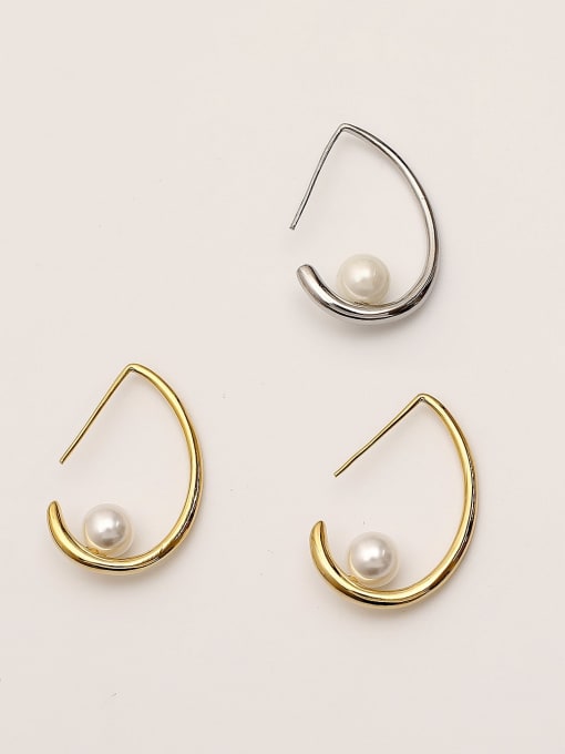 HYACINTH Brass Imitation Pearl Water Drop Minimalist Stud Trend Korean Fashion Earring 2