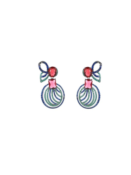 OUOU Brass Cubic Zirconia Butterfly Vintage Stud Earring