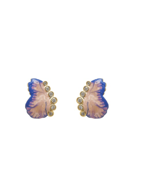 HYACINTH Brass Enamel Butterfly Cute Stud Earring 0