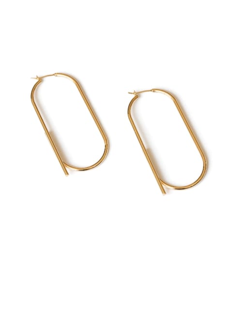 rectangle Brass Hollow Geometric Minimalist Hook Earring