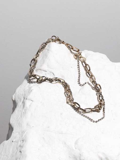 TINGS Brass  Hollow Geometric Chain Vintage Necklace