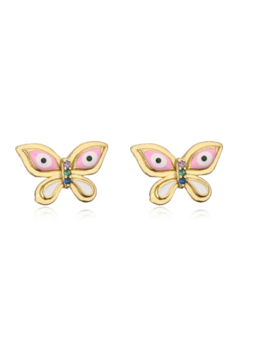 42121 Brass Enamel Butterfly Cute Stud Earring