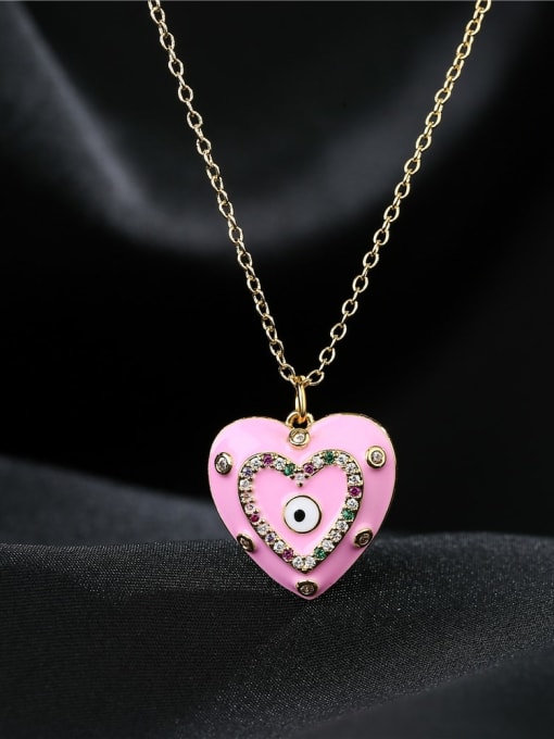 AOG Brass Enamel Vintage Heart  Pendant Necklace 3
