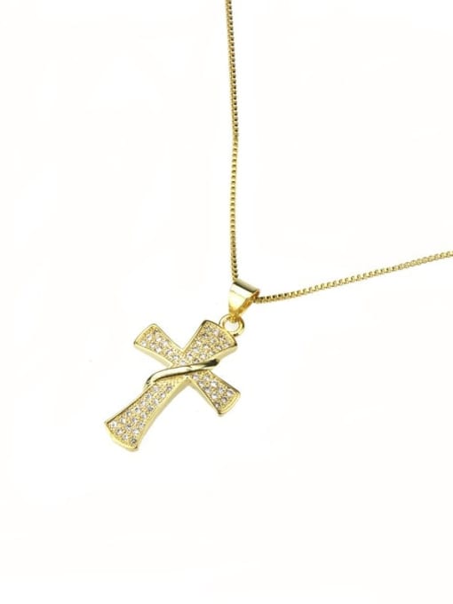 renchi Brass Cubic Zirconia Cross Dainty Regligious Necklace 2