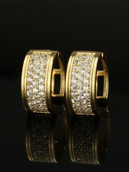 Gold plating Brass Cubic Zirconia Round Vintage Huggie Earring