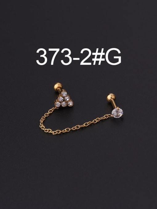 2 gold Stainless steel Cubic Zirconia Ball Vintage Threader Earring(Single Only One)