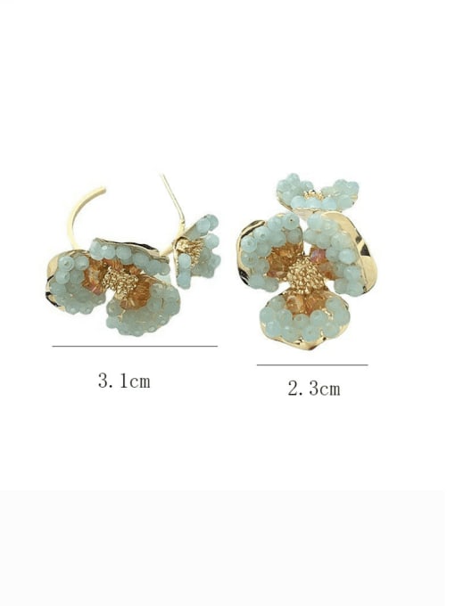 SUUTO Zinc Alloy Natural Stone Flower Luxury Stud Earring 1