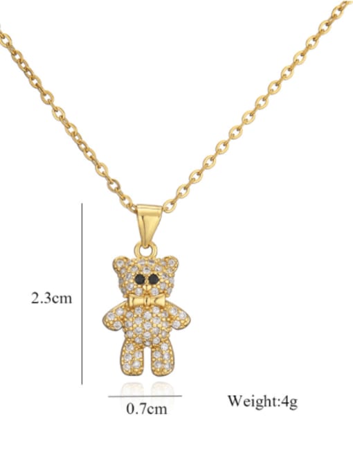 AOG Brass Cubic Zirconia  Trend Bear Pendant Necklace 3