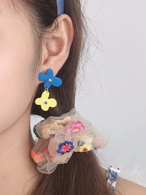 Five Color Alloy Enamel Flower Cute Drop Earring 1