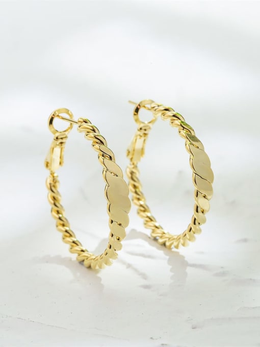AOG Brass Twist  Geometric Minimalist Huggie Earring 0