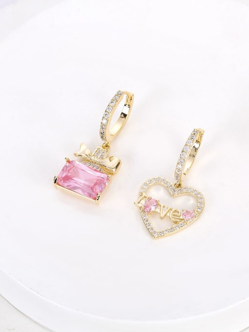 OUOU Brass Cubic Zirconia Heart Luxury Cluster Earring 2