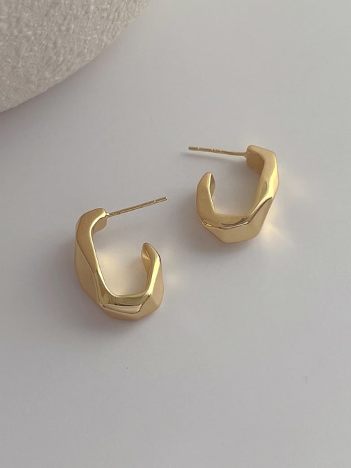 E356  gold Brass Geometric Minimalist Stud Earring