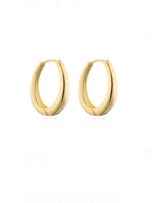 41459 Brass Smooth Geometric Minimalist Huggie Earring