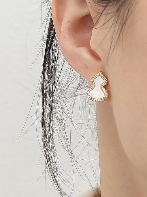 HYACINTH Brass Shell Geometric Cute Stud Earring 2