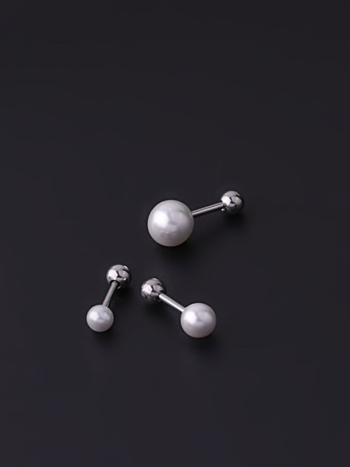 HISON Stainless steel Imitation Pearl Geometric Minimalist Single Earring 1