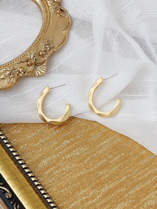 Dumb gold Copper Geometric Minimalist Textured Stud Trend Korean Fashion Earring