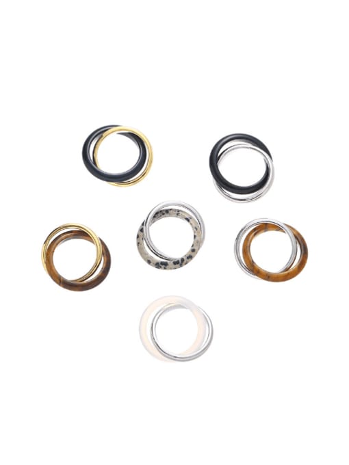 Five Color Brass Enamel Geometric Vintage Stackable Ring 0