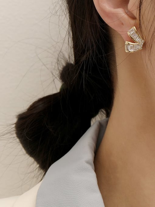 HYACINTH Brass Cubic Zirconia Bowknot Vintage Stud Trend Korean Fashion Earring 1
