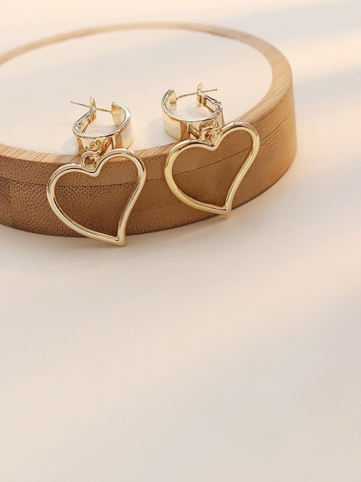 HYACINTH Copper Hollow Heart Minimalist Huggie Trend Korean Fashion Earring 4