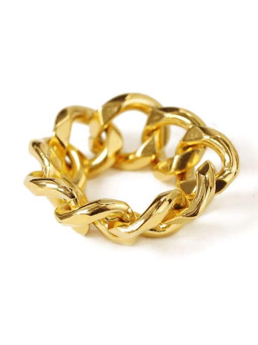 ACCA Brass Hollow Geometric Chain Vintage Band Ring 2