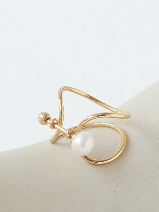 Five Color Brass Imitation Pearl Geometric Vintage Band Ring 2