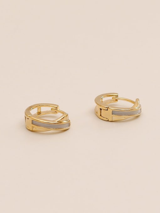 HYACINTH Brass Cubic Zirconia Geometric Minimalist Huggie Trend Korean Fashion Earring 1