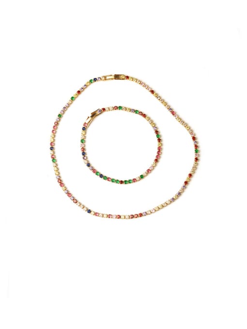ACCA Brass Cubic Zirconia Multi Color Geometric Vintage Choker Necklace 1