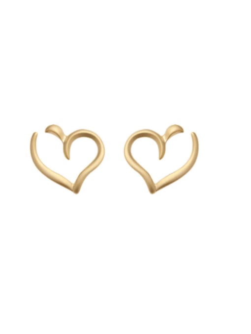 Matte Gold Brass Heart Minimalist Stud Earring