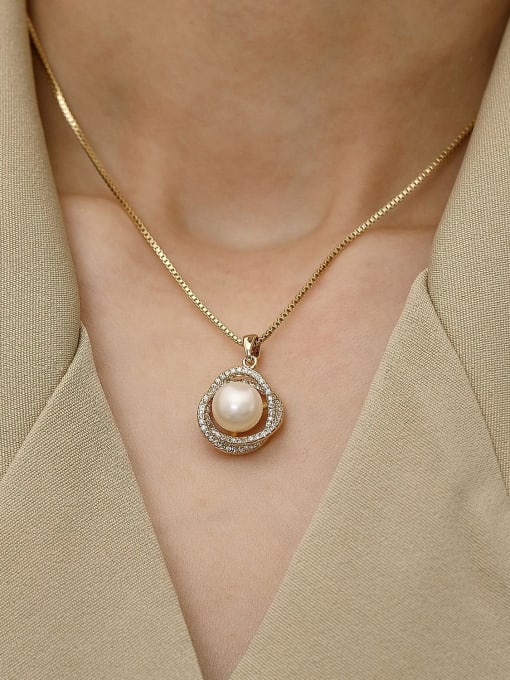 HYACINTH Brass Imitation Pearl Locket Minimalist Trend Korean Fashion Necklace 1