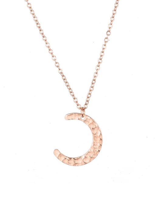 Rose gold Stainless steel Moon Minimalist Necklace