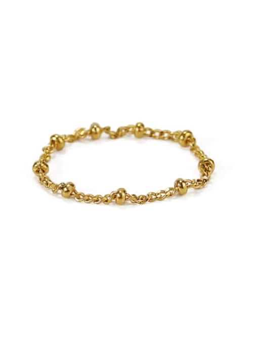 Golden pearl chain Brass Bead Geometric Minimalist Midi Ring