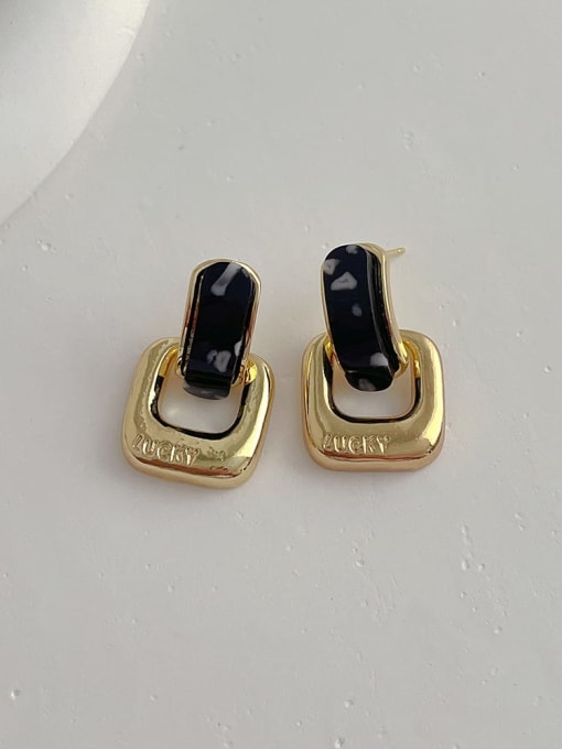 B230 black Brass Resin Geometric Vintage Stud Earring