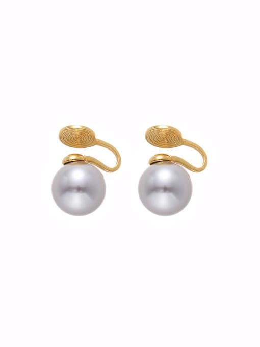 12mm pearl ear clip Brass Imitation Pearl Geometric Minimalist Hook Earring