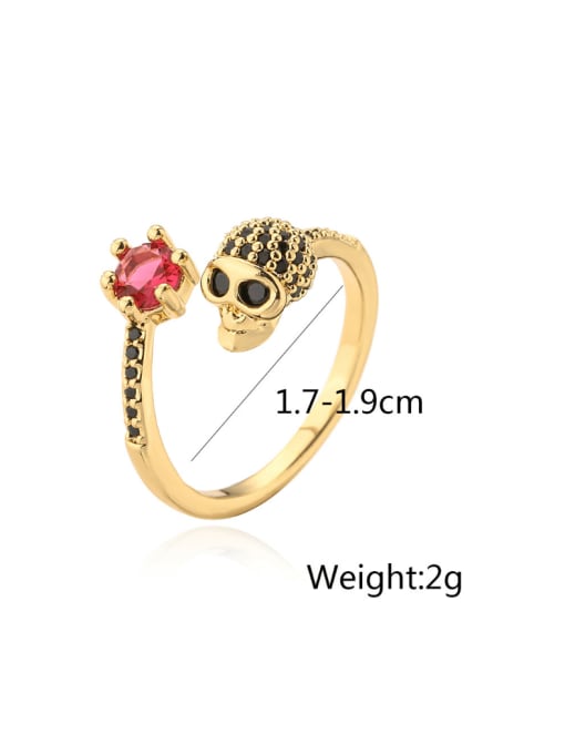 AOG Brass Cubic Zirconia Skull Hip Hop Band Ring 1