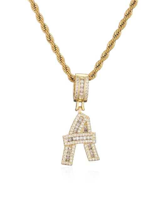 AOG Brass Cubic Zirconia  Vintage  Letter  Pendant Necklace 3