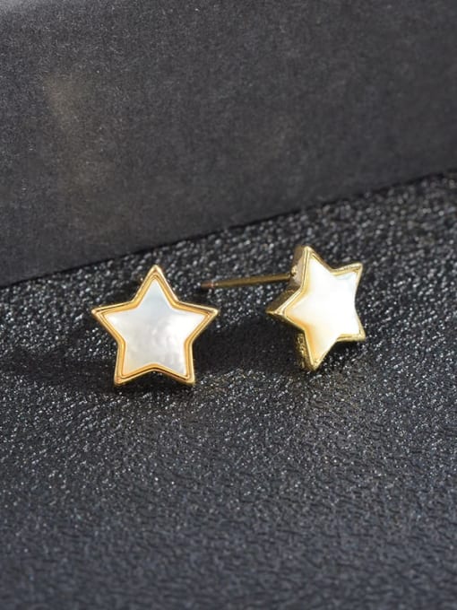 YOUH Brass Cubic Zirconia Star Moon Minimalist Stud Earring Set 2