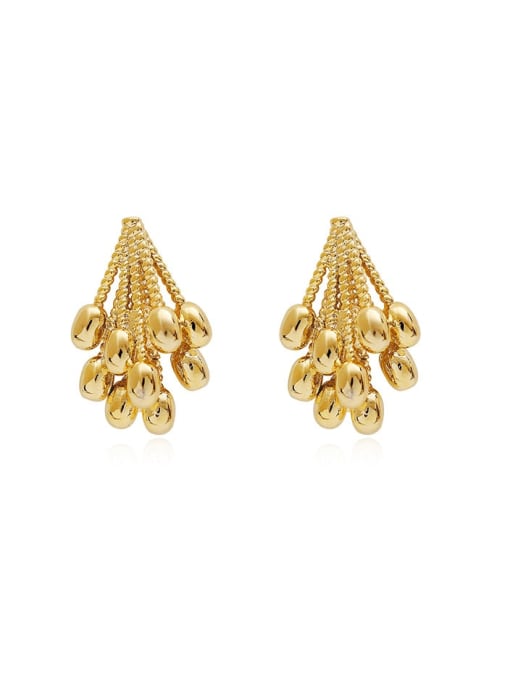 14k Gold Brass Bead Irregular Vintage Stud Trend Korean Fashion Earring