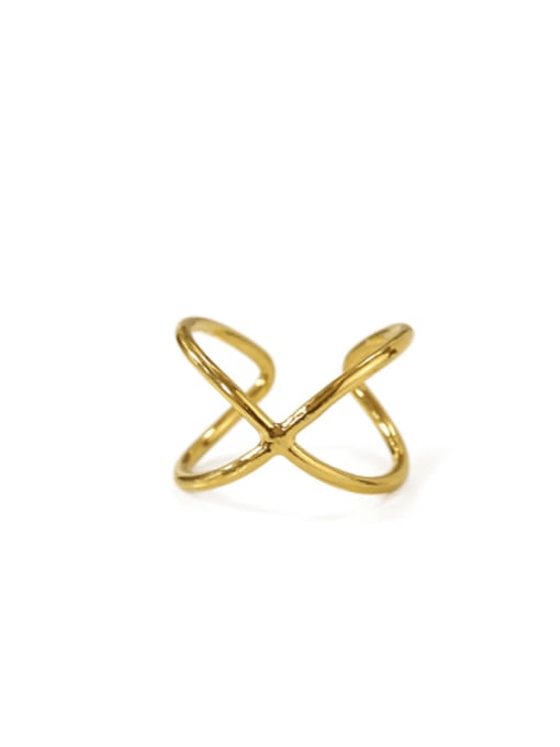 golden Brass Smooth Cross Vintage Band Ring