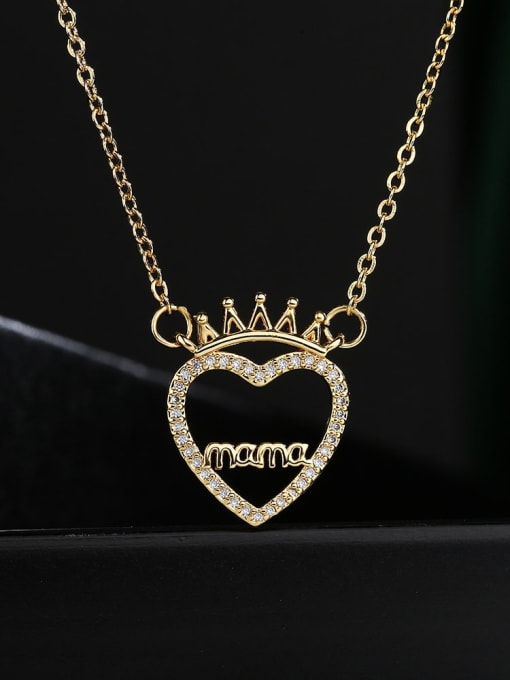 AOG Brass Cubic Zirconia Heart Vintage Letter Pendant Necklace 1