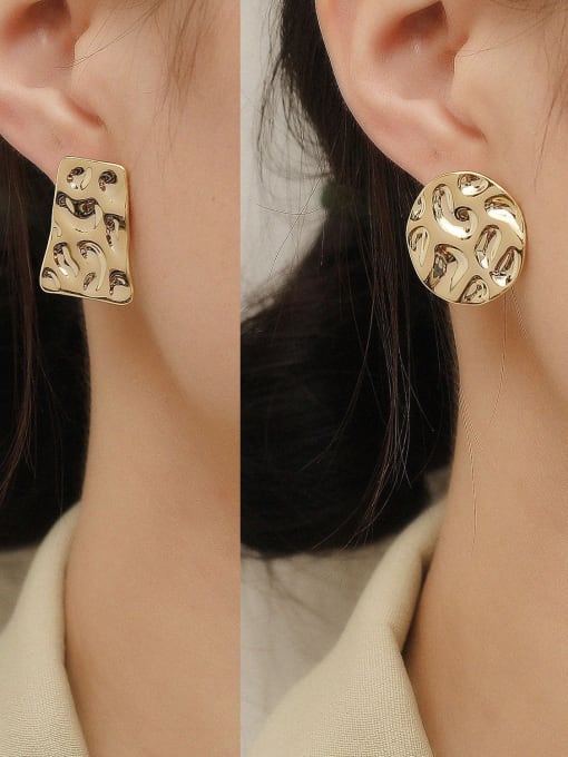 HYACINTH Brass Asymmetry Geometric Vintage Stud Trend Korean Fashion Earring 1