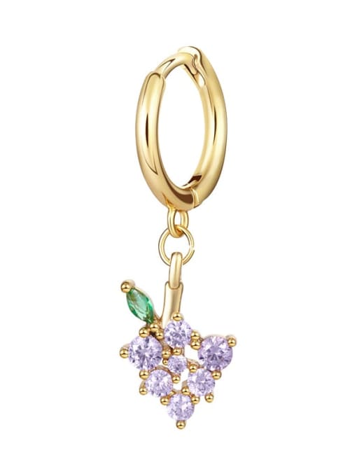 Grape Brass Cubic Zirconia Multi Color Friut Cute Huggie Earring