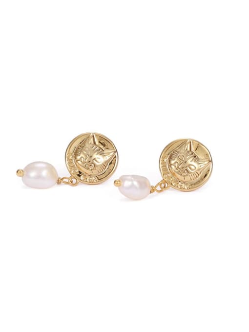 Five Color Brass Freshwater Pearl animal Vintage Drop Earring 0