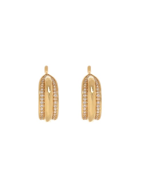Five Color Brass Cubic Zirconia Geometric Hip Hop Stud Earring 3