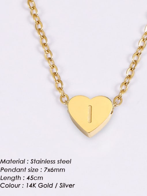 I Gold Stainless steel Letter Minimalist Necklace