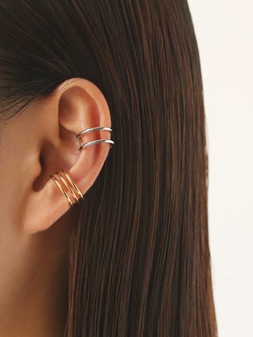 ACCA Brass Hollow Geometric Minimalist Clip Earring (Single) 1