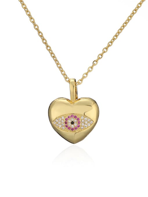 20777 Brass Cubic Zirconia  Trend Heart Pendant Necklace