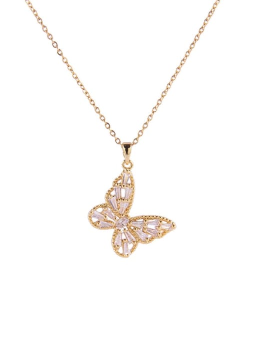 AOG Copper Cubic Zirconia Flower Butterfly  Trend Pendant Necklace 4