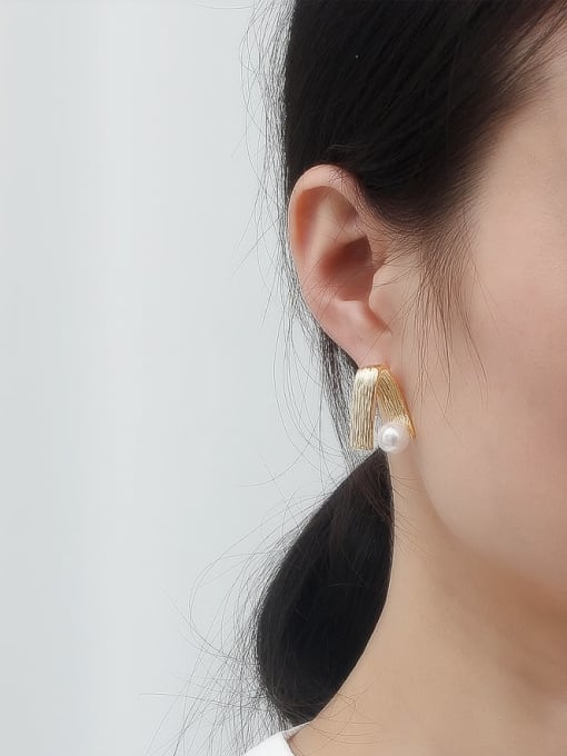 HYACINTH Copper Imitation Pearl Irregular Minimalist Stud Trend Korean Fashion Earring 2