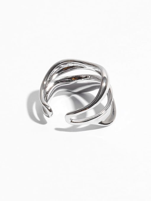 TINGS Brass  Vintage Irregular lines  hollow waves Band Ring 3