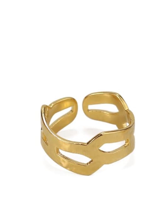 Line style Brass Hollow Geometric Minimalist Band Ring